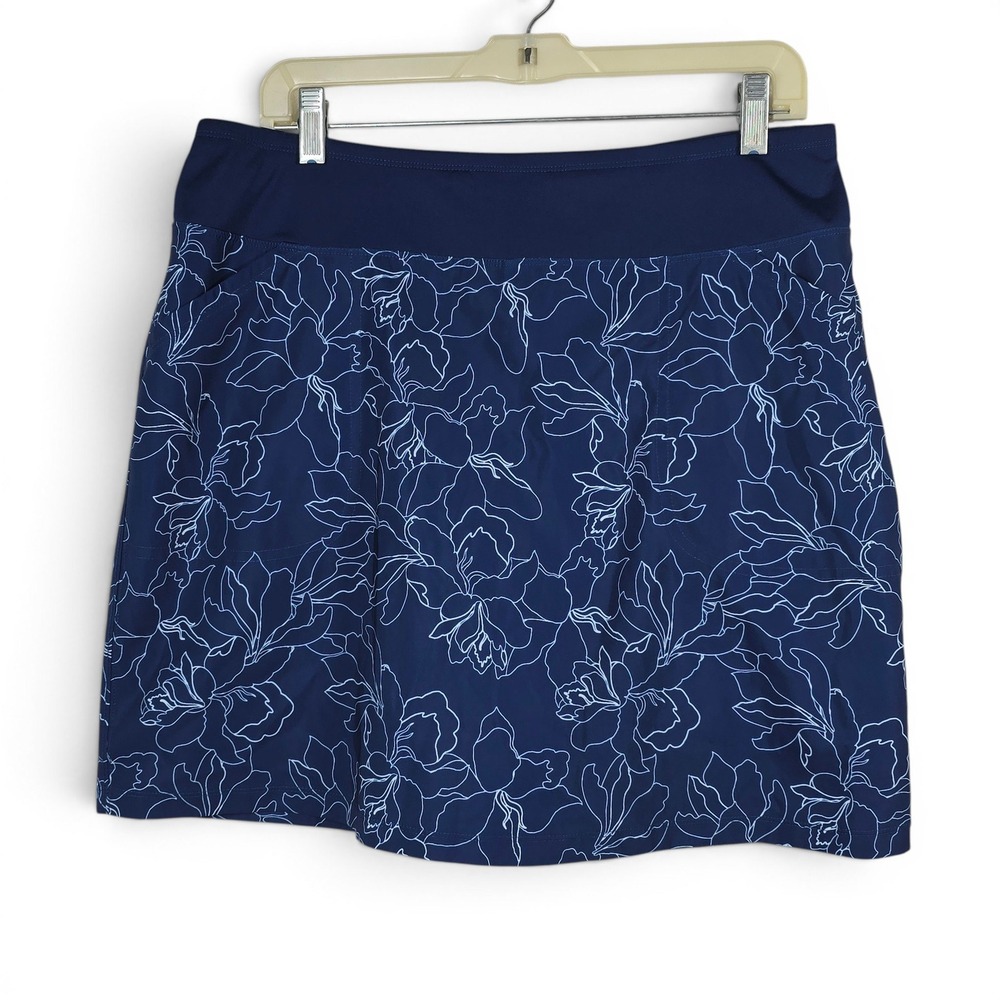 Cypress Club Navy Blue Floral Active Skort Womens Large Golf Tennis Skirt Pocket